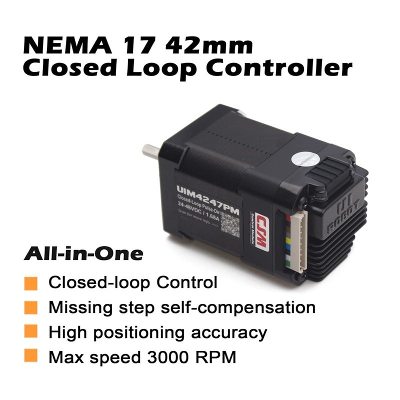 UIROBOT NEMA 17 Integrated Closed-Loop Stepper Motor,Pulse-Direction Control Interface,Built-in Encoder & Motion Controller & Driver,for CNC,3D Printer,Max0.43Nm,1.7A,24-48VDC (UIM4247PM) - Image 2